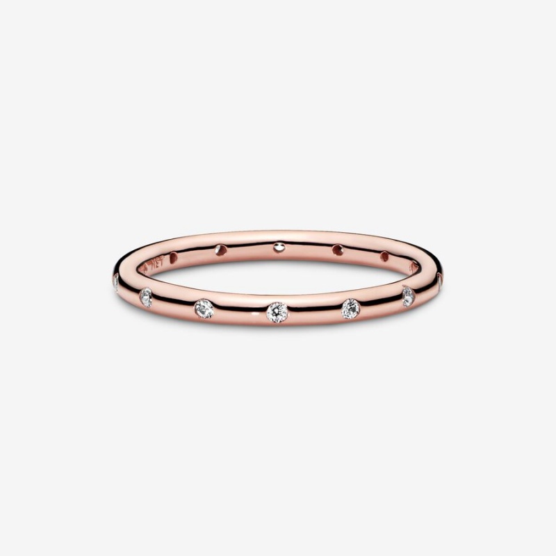 Pandora Simple Sparkling Band Ring Rose Gold Plated | 78641-UWSJ