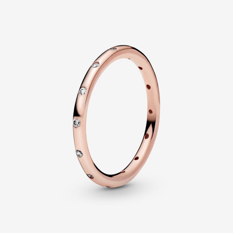 Pandora Simple Sparkling Band Ring Rose Gold Plated | 78641-UWSJ