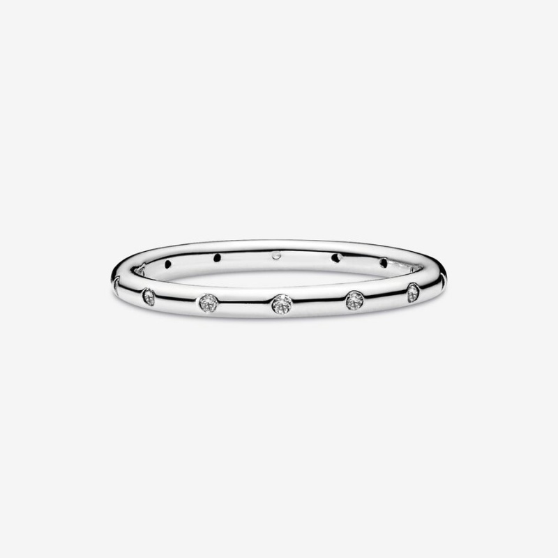 Pandora Simple Sparkling Band Ring Sterling Silver | 74326-XHQK