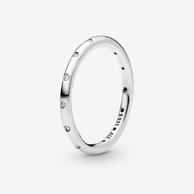 Pandora Simple Sparkling Band Ring Sterling Silver | 74326-XHQK