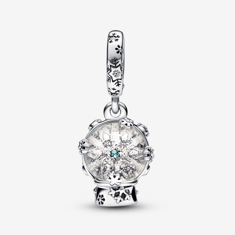 Pandora Snowflake Snow Globe Dangle Charm Sterling Silver | 34175-NVKR