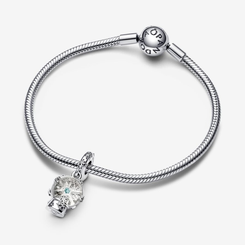 Pandora Snowflake Snow Globe Dangle Charm Sterling Silver | 34175-NVKR