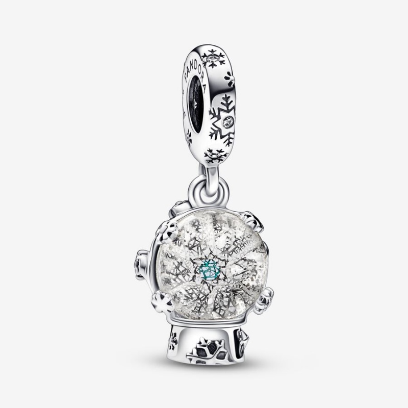 Pandora Snowflake Snow Globe Dangle Charm Sterling Silver | 34175-NVKR