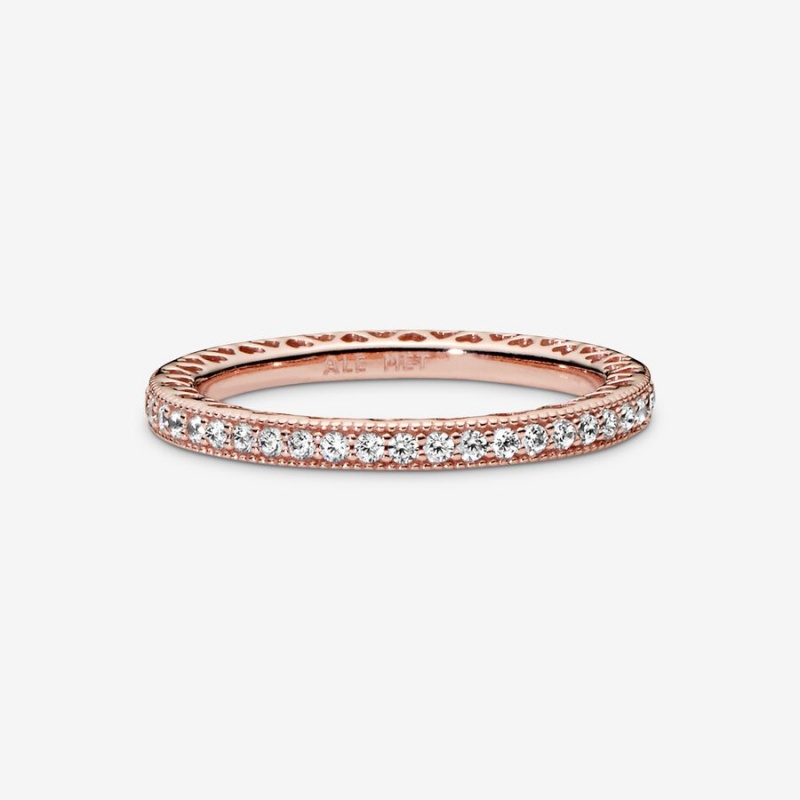 Pandora Sparkle & Hearts Ring Rose Gold Plated | 01572-QONE