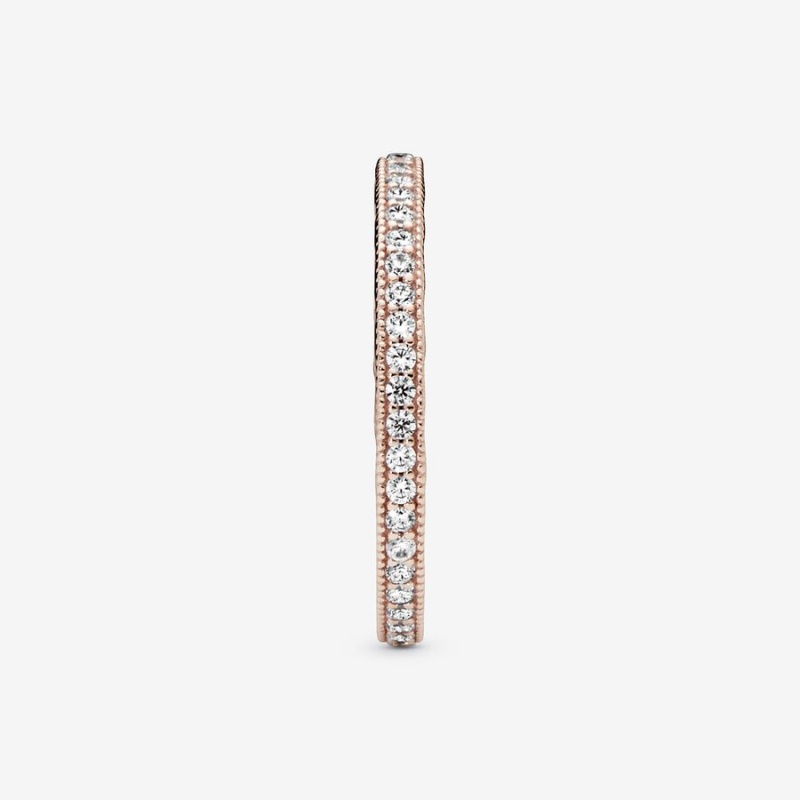 Pandora Sparkle & Hearts Ring Rose Gold Plated | 01572-QONE