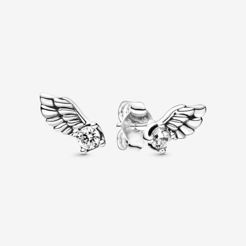 Pandora Sparkling Angel Wing Stud Earrings Sterling Silver | 64251-ZSEL