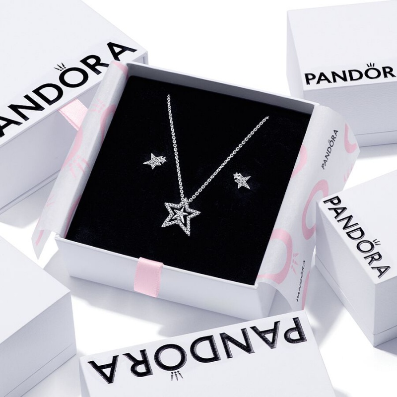 Pandora Sparkling Asymetric Star Jewelry Gift Set | 62749-NYVU