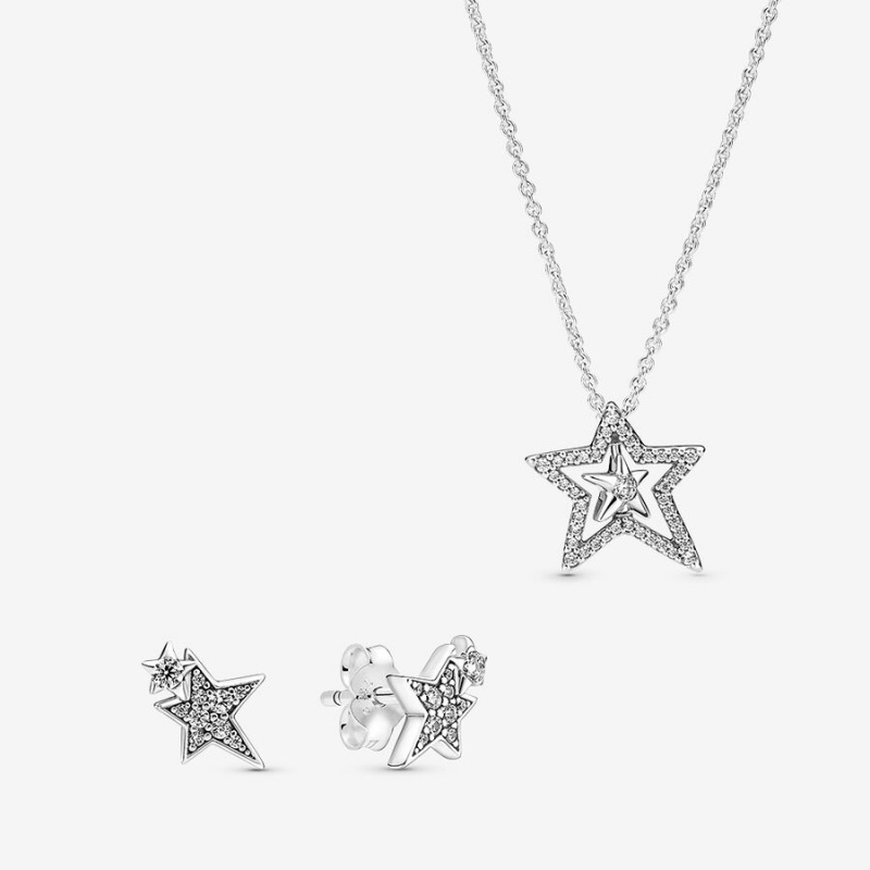 Pandora Sparkling Asymetric Star Jewelry Gift Set | 62749-NYVU