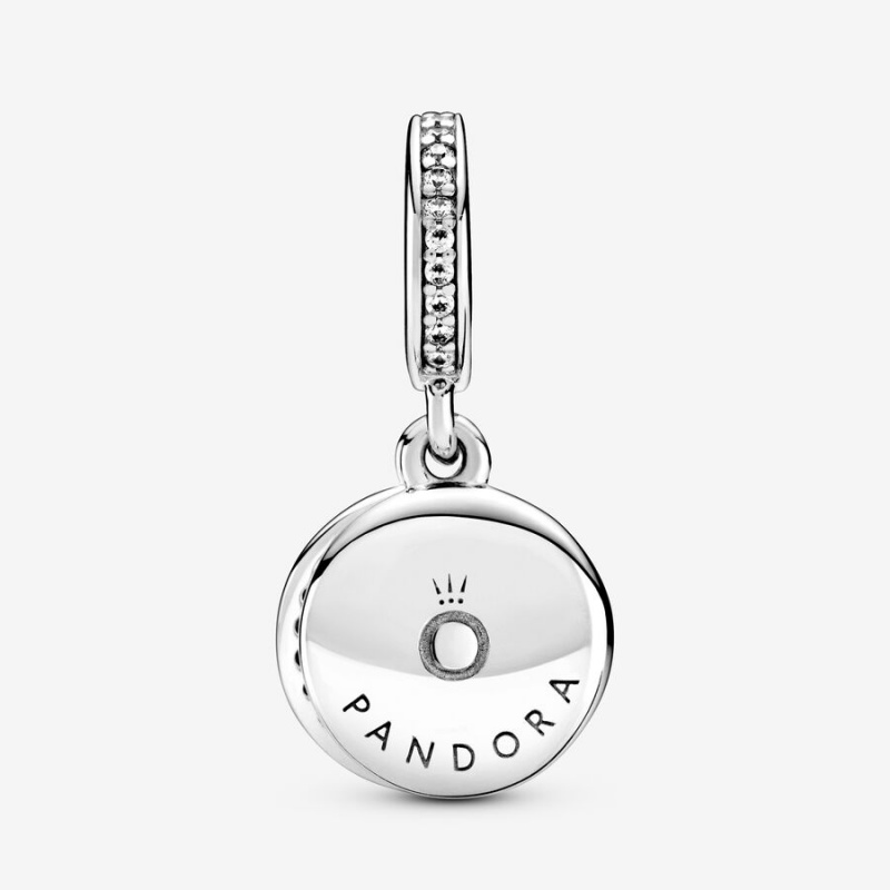 Pandora Sparkling Blue Disc Double Dangle Charm Sterling Silver | 28971-ZJBK