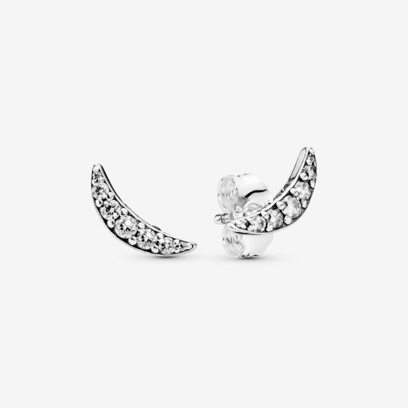 Pandora Sparkling Crescent Moon Earrings Sterling Silver | 52807-OSQX