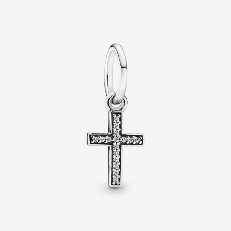 Pandora Sparkling Cross Dangle Charm Sterling Silver | 52148-WNAL