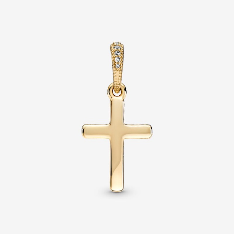 Pandora Sparkling Cross Pendant Gold | 90154-DETH