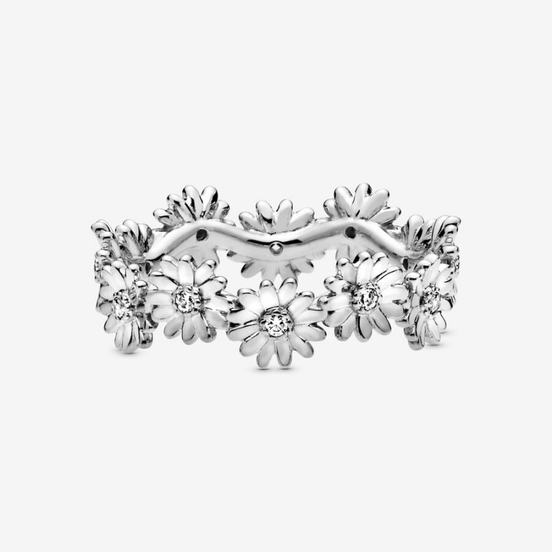 Pandora Sparkling Daisy Flower Crown Ring Sterling Silver | 50742-PVNC