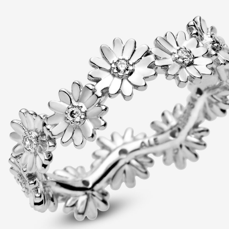 Pandora Sparkling Daisy Flower Crown Ring Sterling Silver | 50742-PVNC