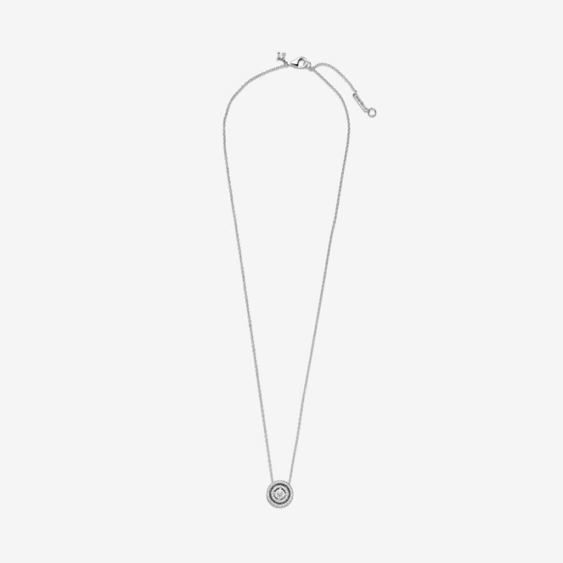 Pandora Sparkling Double Halo Collier Necklace Sterling Silver | 69870-RSOA