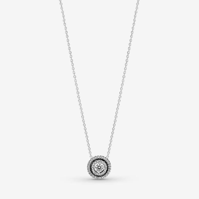 Pandora Sparkling Double Halo Collier Necklace Sterling Silver | 69870-RSOA