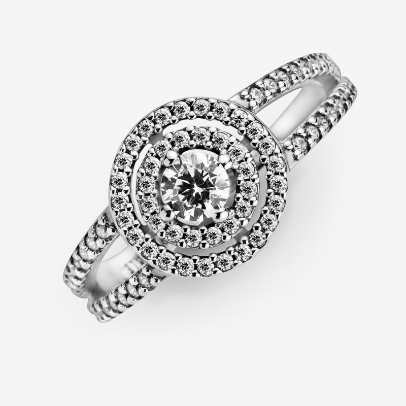 Pandora Sparkling Double Halo Ring Sterling Silver | 89742-IHKL