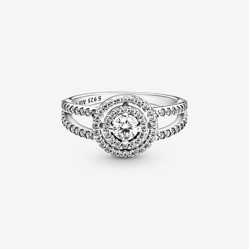 Pandora Sparkling Double Halo Ring Sterling Silver | 89742-IHKL