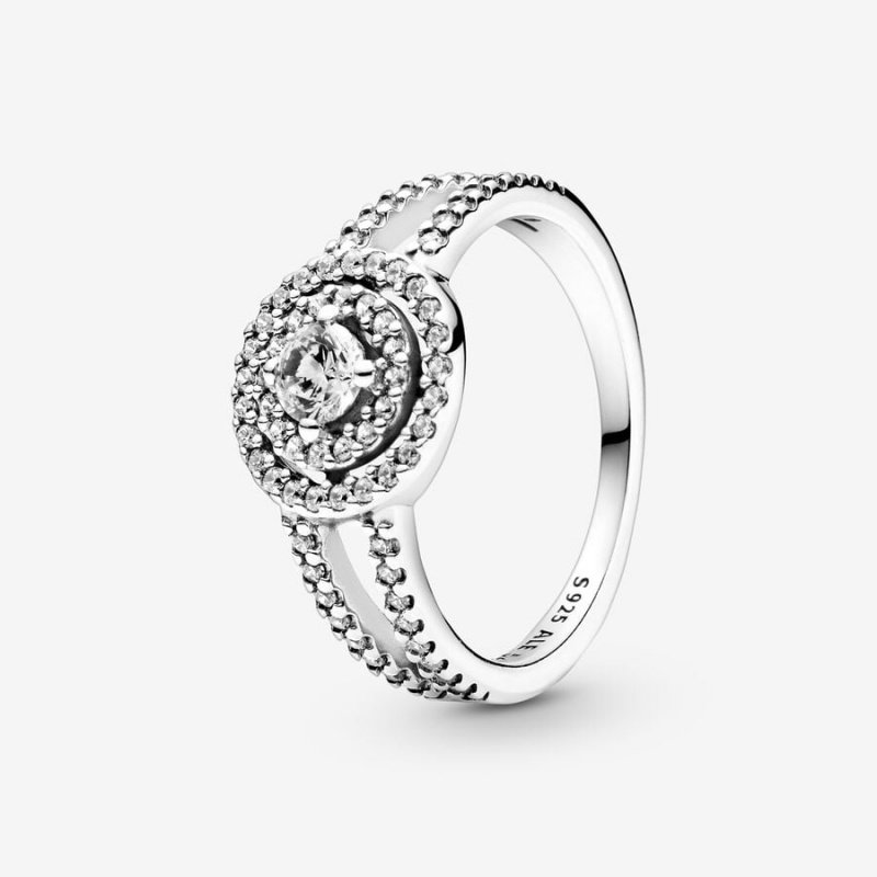 Pandora Sparkling Double Halo Ring Sterling Silver | 89742-IHKL