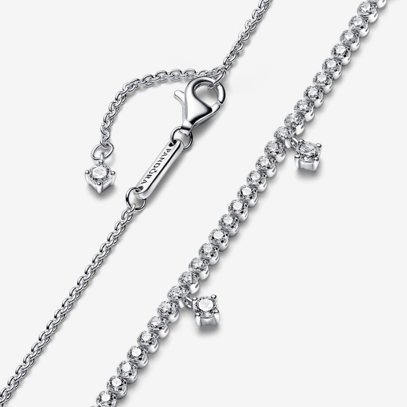 Pandora Sparkling Drop Collier Necklace Sterling Silver | 20137-STVM