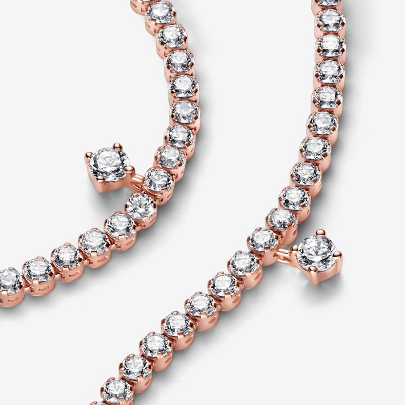 Pandora Sparkling Drops Tennis Bracelet Rose Gold Plated | 19582-YCPO