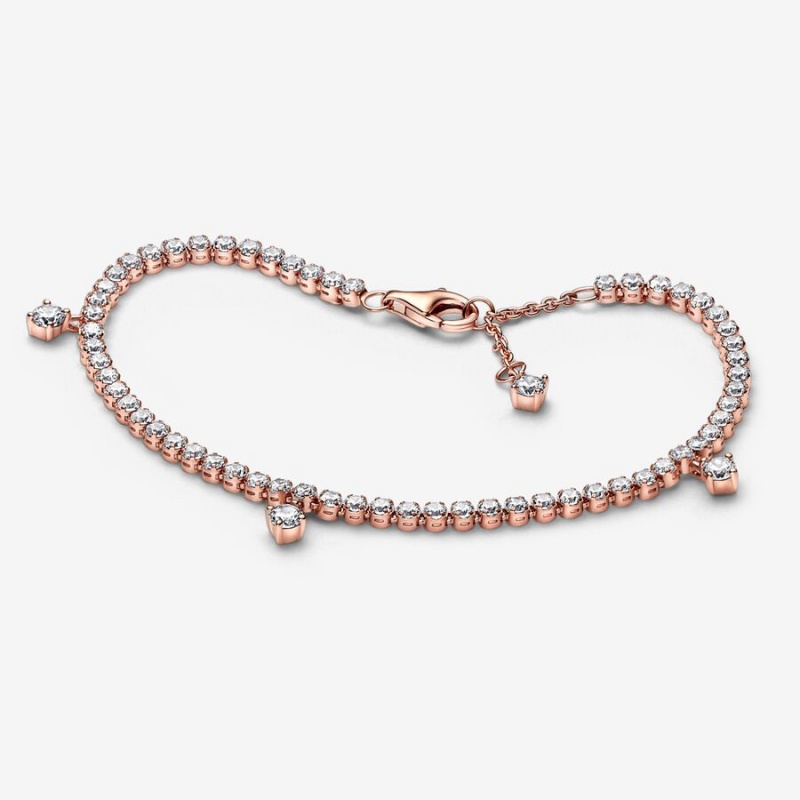 Pandora Sparkling Drops Tennis Bracelet Rose Gold Plated | 19582-YCPO