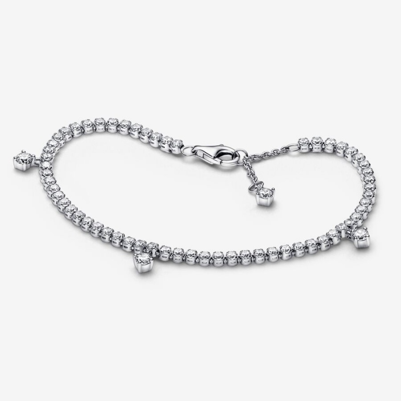 Pandora Sparkling Drops Tennis Bracelet Sterling Silver | 74095-HBAN