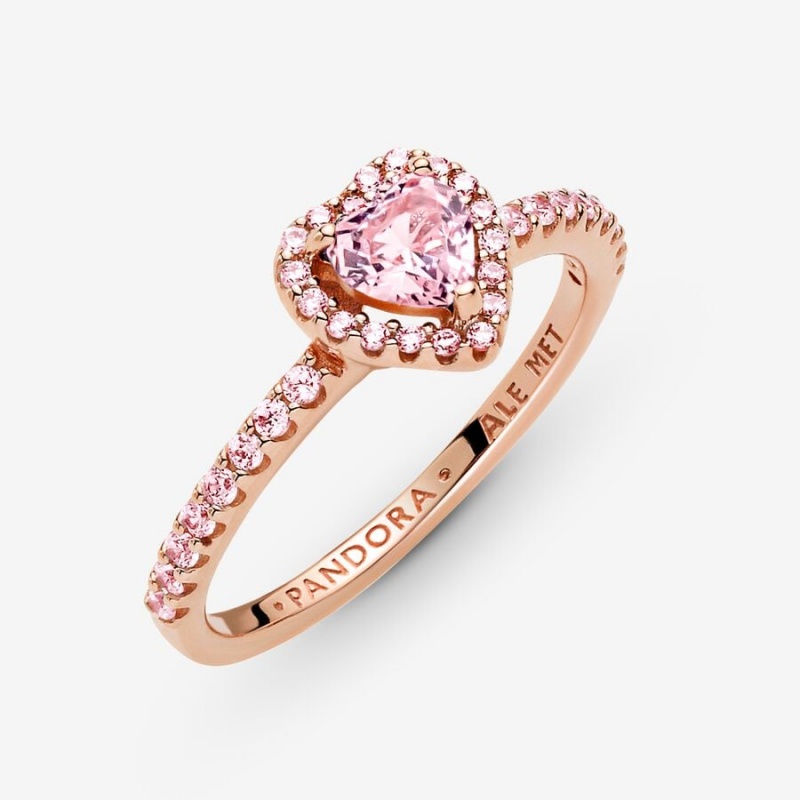 Pandora Sparkling Elevated Heart Ring Rose Gold Plated | 80573-VQHU