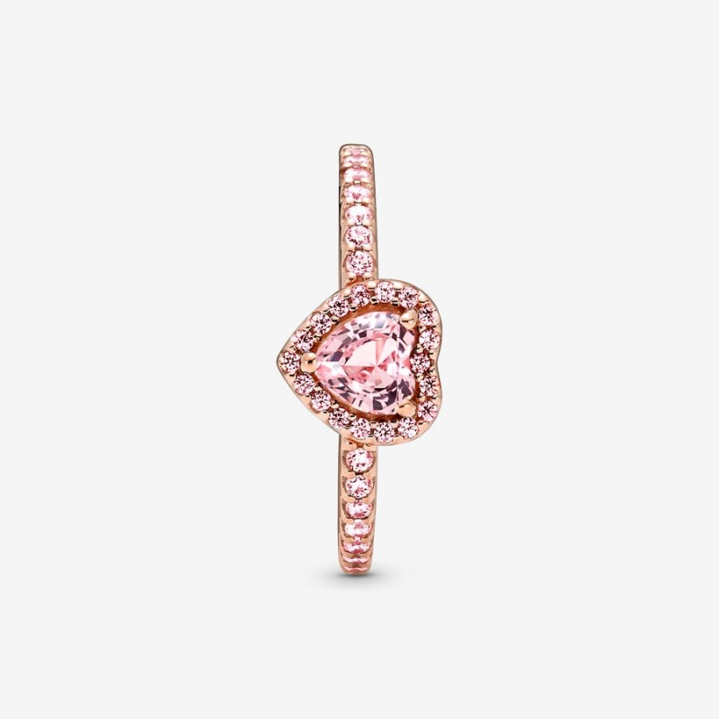 Pandora Sparkling Elevated Heart Ring Rose Gold Plated | 80573-VQHU