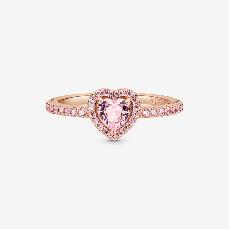 Pandora Sparkling Elevated Heart Ring Rose Gold Plated | 80573-VQHU