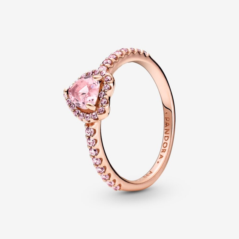 Pandora Sparkling Elevated Heart Ring Rose Gold Plated | 80573-VQHU