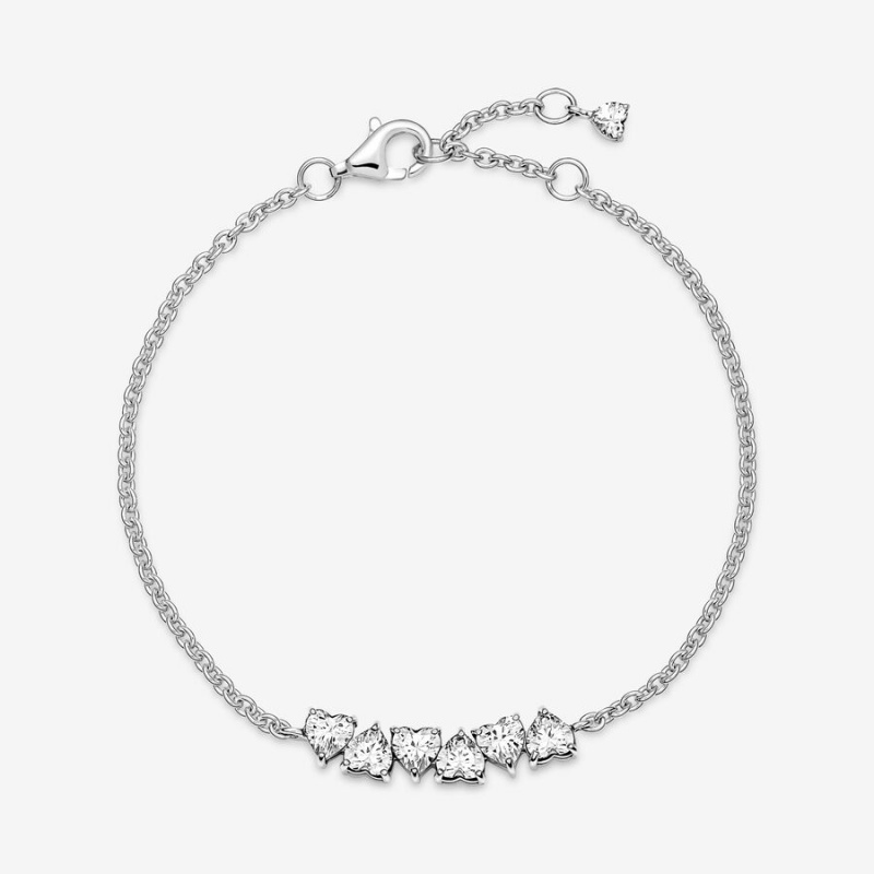 Pandora Sparkling Endless Hearts Chain Bracelet Sterling Silver | 17059-UOWR