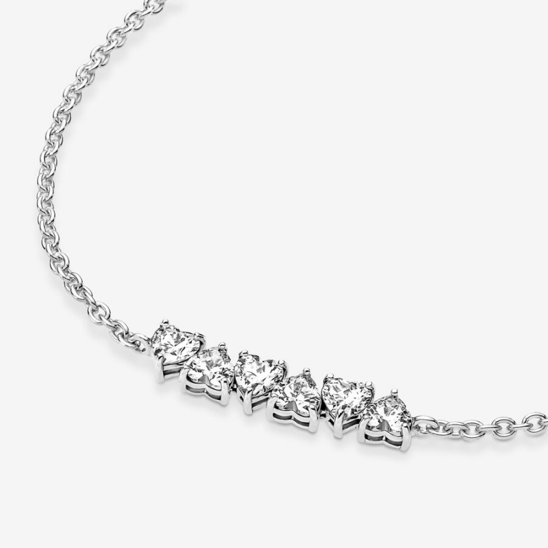 Pandora Sparkling Endless Hearts Chain Bracelet Sterling Silver | 17059-UOWR