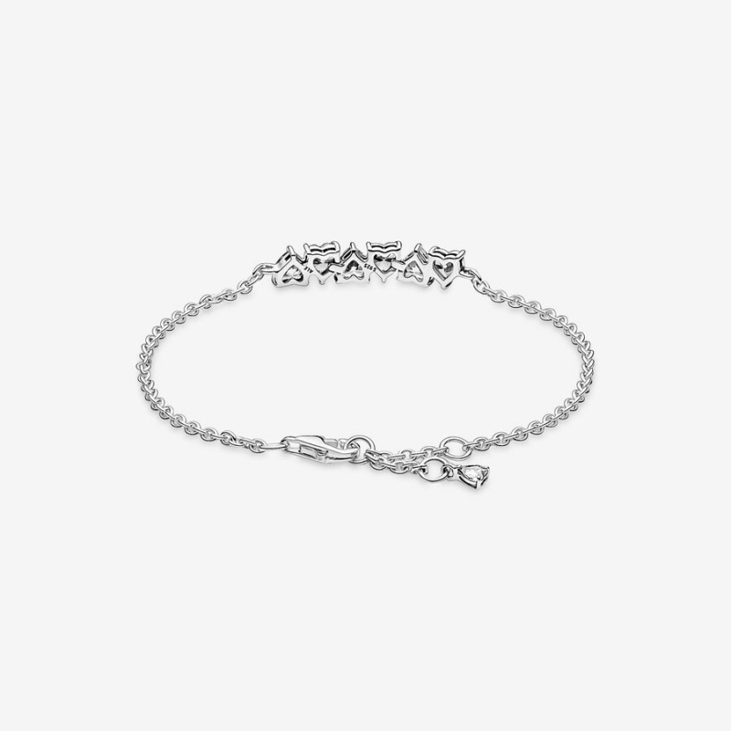 Pandora Sparkling Endless Hearts Chain Bracelet Sterling Silver | 17059-UOWR