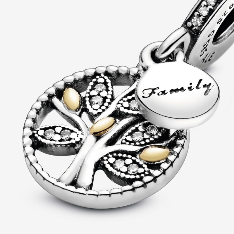 Pandora Sparkling Family Tree Dangle Charm Two-tone | 12560-RUDG