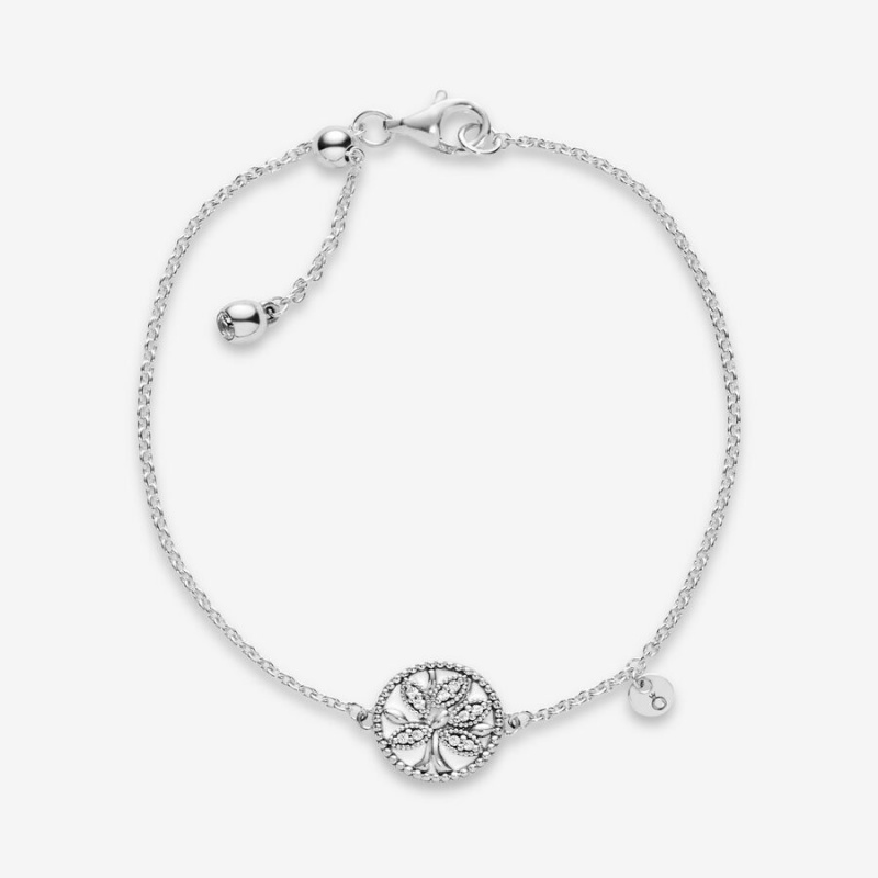 Pandora Sparkling Family Tree Slider Bracelet Sterling Silver | 63047-NUVA