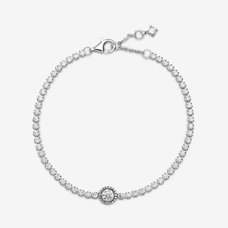 Pandora Sparkling Halo Tennis Bracelet Sterling Silver | 58794-HTWP