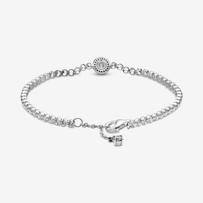 Pandora Sparkling Halo Tennis Bracelet Sterling Silver | 58794-HTWP