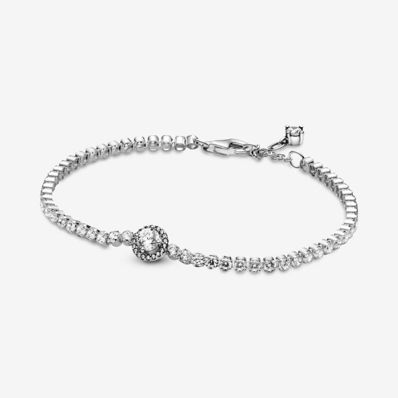 Pandora Sparkling Halo Tennis Bracelet Sterling Silver | 58794-HTWP