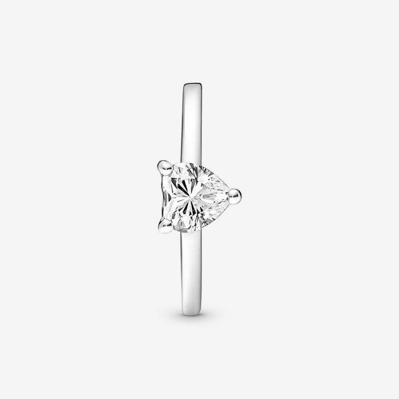 Pandora Sparkling Heart Solitaire Ring Sterling Silver | 85319-FYDC