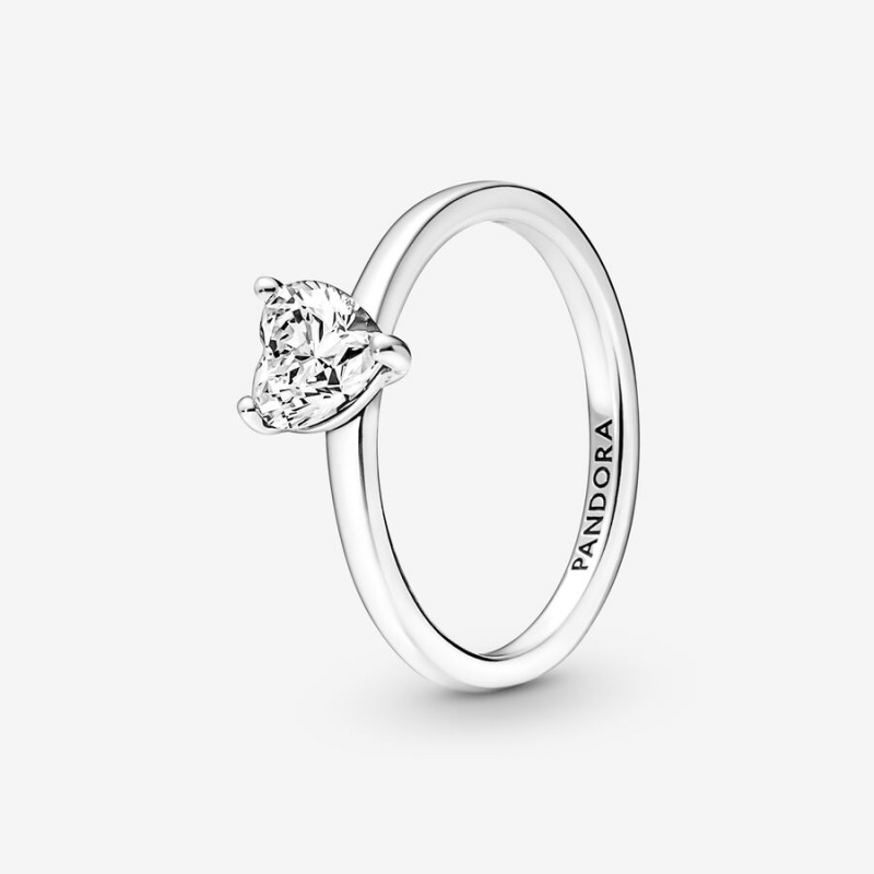 Pandora Sparkling Heart Solitaire Ring Sterling Silver | 85319-FYDC