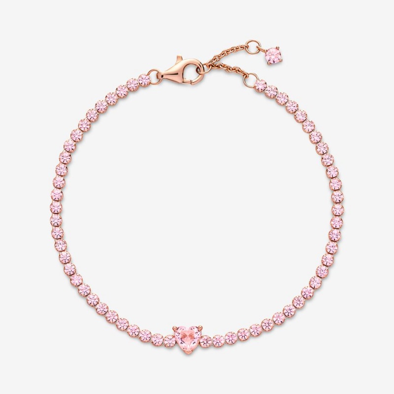 Pandora Sparkling Heart Tennis Bracelet Rose Gold Plated | 84903-NIUR