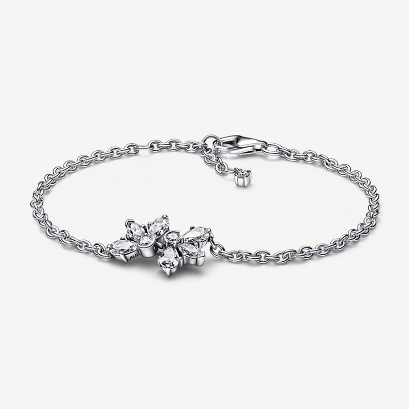 Pandora Sparkling Herbarium Cluster Chain Bracelet Sterling Silver | 53194-EGXP