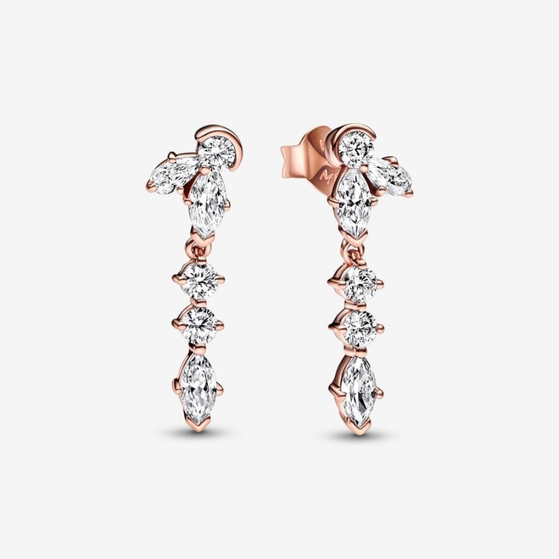 Pandora Sparkling Herbarium Cluster Drop Earrings Rose Gold Plated | 95203-INDG