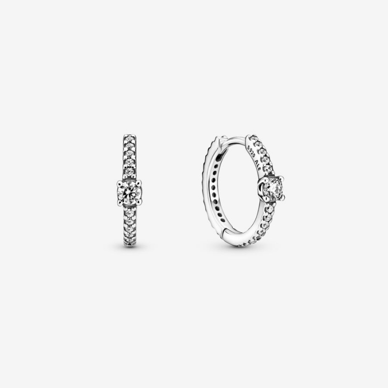 Pandora Sparkling Hoop Earrings Sterling Silver | 75642-XEDW