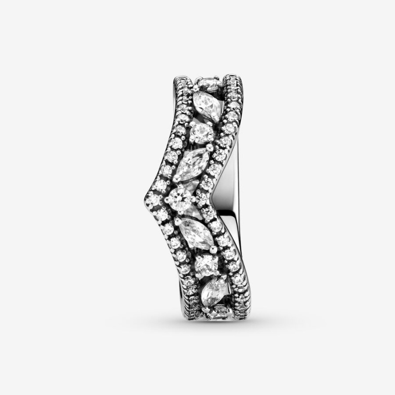 Pandora Sparkling Marquise Double Wishbone Ring Sterling Silver | 50894-VZCE