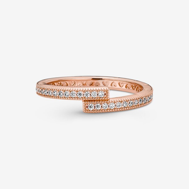 Pandora Sparkling Overlapping Ring Rose Gold Plated | 67320-XARN