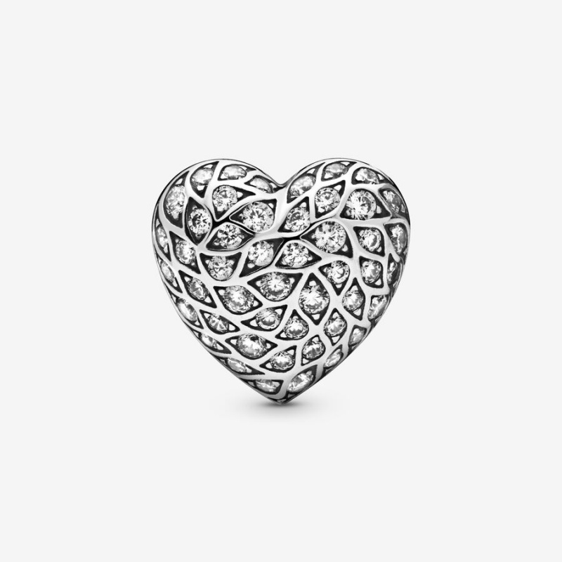 Pandora Sparkling Pattern Heart Single Stud Earring Sterling Silver | 47195-IDQU