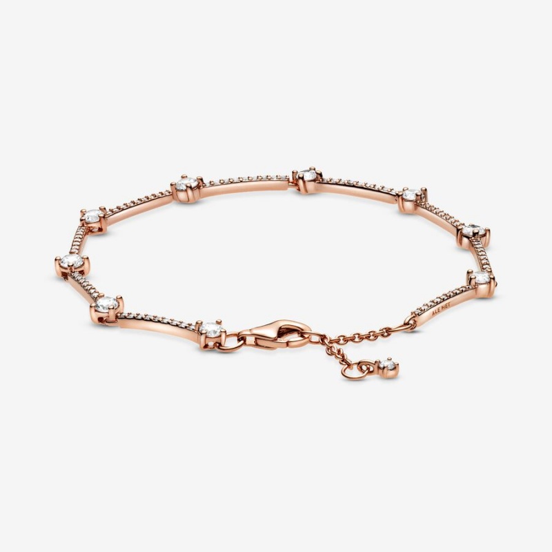 Pandora Sparkling Pavé Bars Bracelet Rose Gold Plated | 27013-NCSK