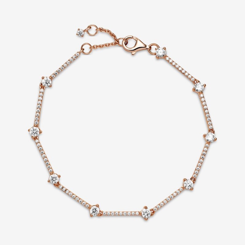 Pandora Sparkling Pavé Bars Bracelet Rose Gold Plated | 27013-NCSK